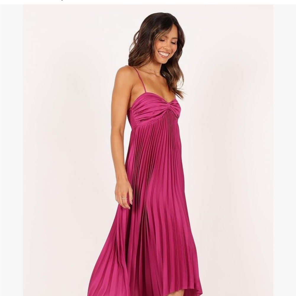 Petal & Pup Magenta Pleated Midi Dress